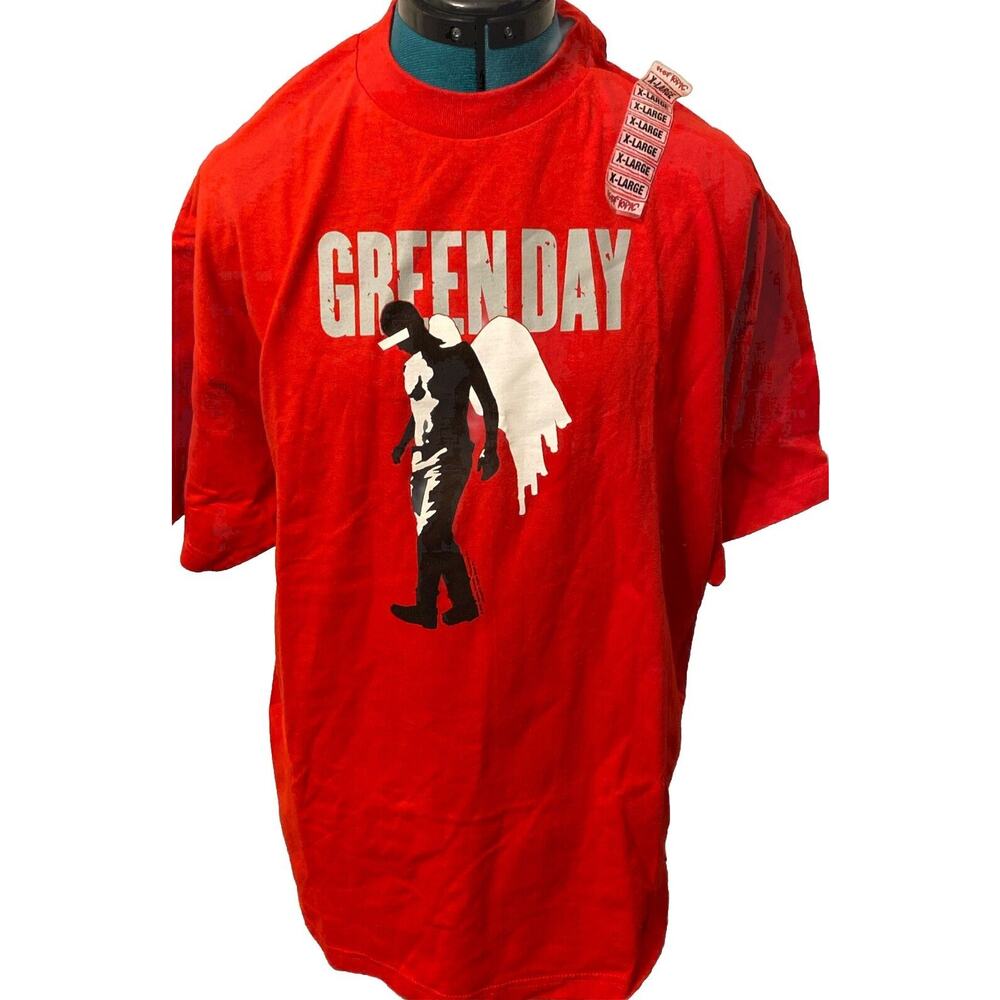 Vintage Green Day Jimmy Angel 2004 Band Red Punk Rock Graphic T-Shirt Sz XL NWT